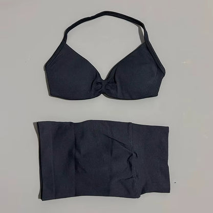 2 Piece Sports Gym Set Strappy Bra Yoga Underwear Short Sport Leggings Bicycle Running Sportswear Woman Seamless Yoga Set