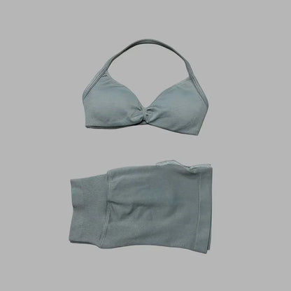 2 Piece Sports Gym Set Strappy Bra Yoga Underwear Short Sport Leggings Bicycle Running Sportswear Woman Seamless Yoga Set